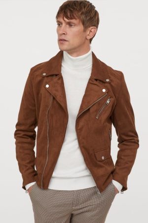 Men Brown Suede Leather Jacket