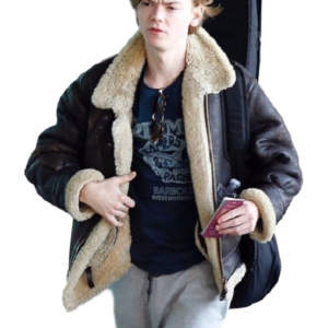 Actor Thomas Brodie-Sangster Shearling Leather Jacket