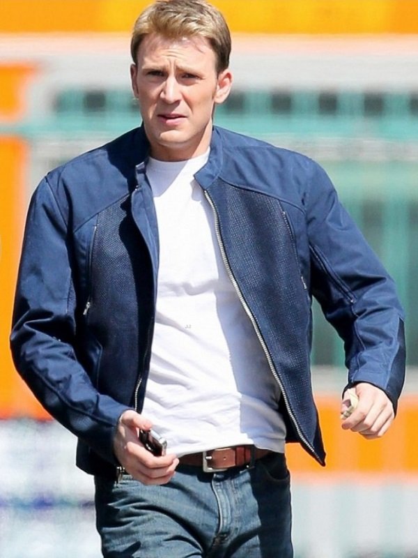Captain America Winter Soldier Chris Evans Blue Jacket
