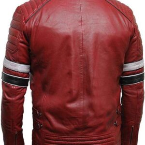 Red Jacket , Cafe Racer Jacket, Padded Shoulder Jacket