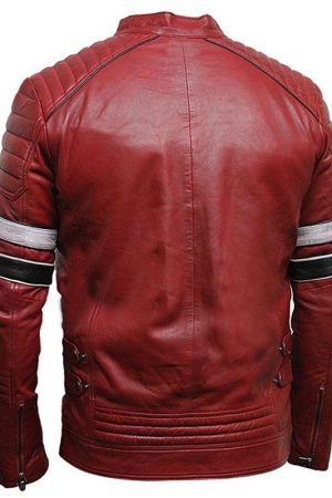 Red Jacket , Cafe Racer Jacket, Padded Shoulder Jacket