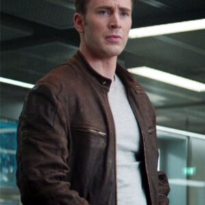 Chris Evans Captain America Steve Rogers Brown Leather Jacket