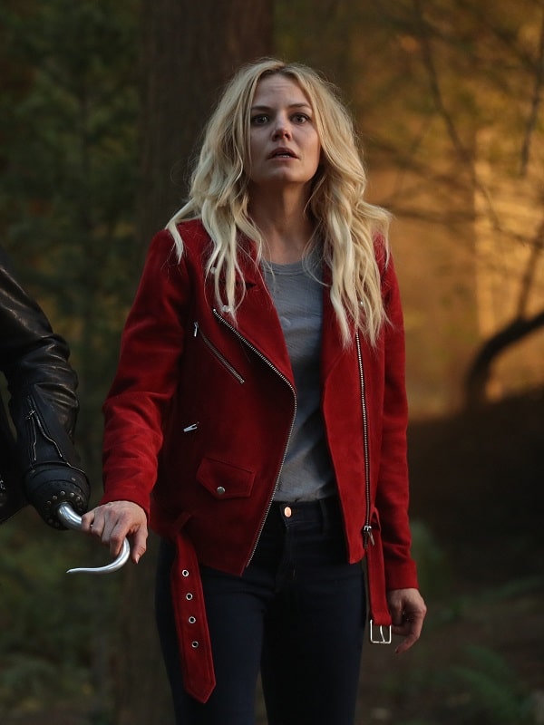 Romantic Series Once Upon a Time Emma Swan Red Suede Leather Jacket