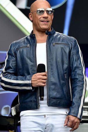 Actor Vin Diesel Wearing A Blue Jacket in F9 Concert