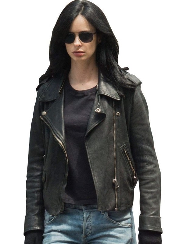 Krysten Ritter Wearing a Black Leather Jacket in The Defenders as Jessica Jones Jacket