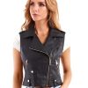 Women Black Leather Vest for Sale