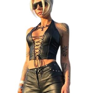 Women Sexy Tops Halter Lace Up Vest Outfit