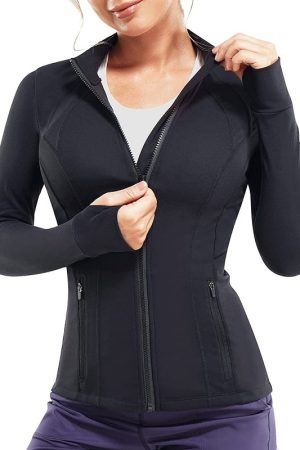 A Women Wearing Workout Slim Fit Jacket