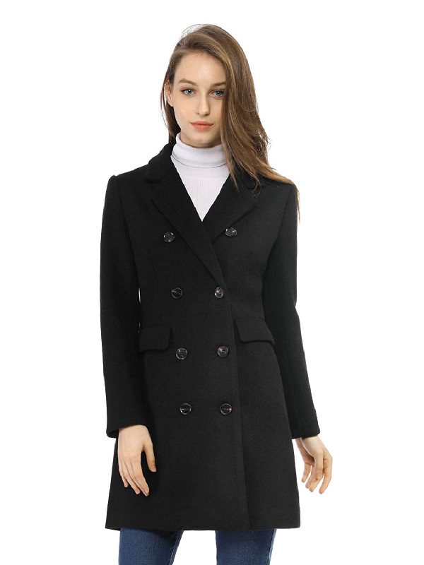 Women's Elegant Notched Lapel Double Breasted Coat
