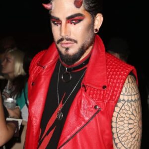Adam Lambert Wearing Red Leather In Halloween Party
