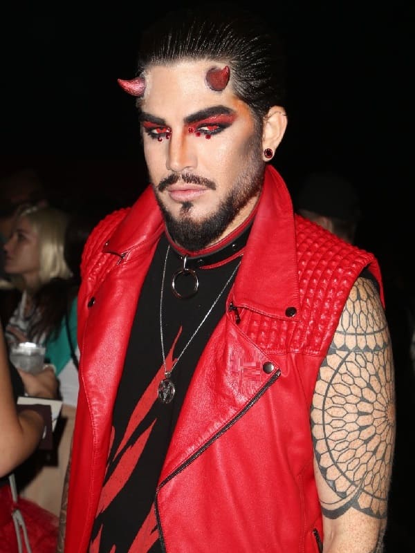 Adam Lambert Wearing Red Leather In Halloween Party