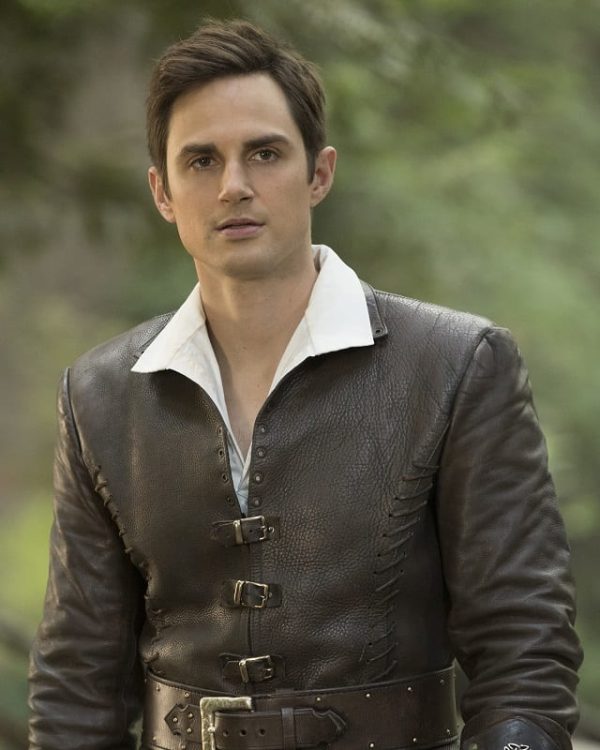 Andrew J. West Wearing A Brown Leather Jacket In Once Upon a Time TV Series