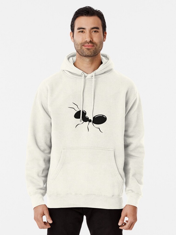 A Men Wearing Wearing Off-White Black Ant Man logo Casual Hoodie