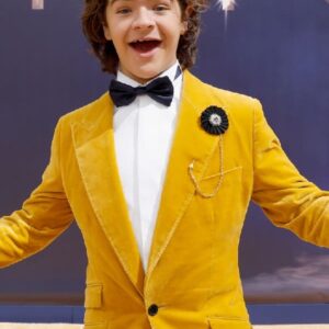 Actor Gaten Matarazzo Wearing Yellow Blazer In Stranger Things Event