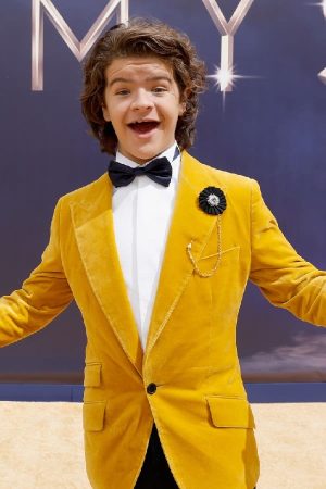 Actor Gaten Matarazzo Wearing Yellow Blazer In Stranger Things Event