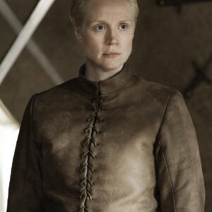 Gwendoline Christie Wearing Classic Brown Leather Jacket In Game of Thrones