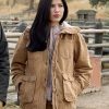 Kelsey Asbille Wear Brown Cotton Jacket In Yellowstone
