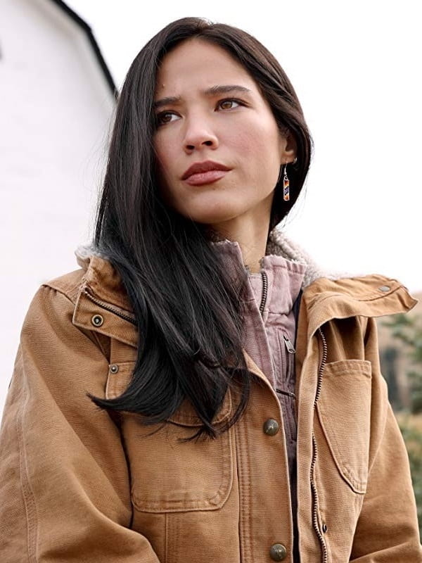 Kelsey Asbille Wear Brown Cotton Jacket In Yellowstone TV Series