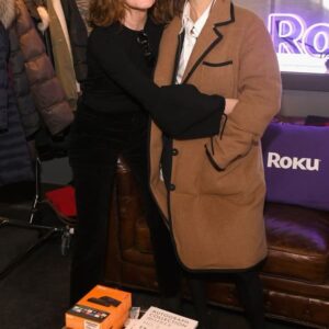 American actress Natalia Dyer Wearing Brown Coat In Stranger Things