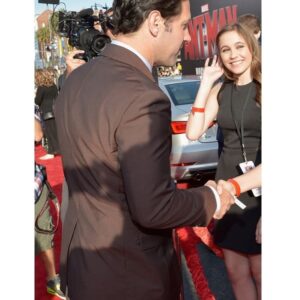 Actor Paul Rudd Wearing Maroon Suit at Ant-Man and the Wasp Film Premiere