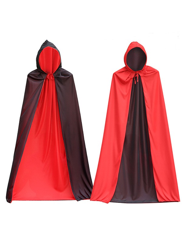 Red-Black Double-deck Halloween Party Hooded Cloak Outerwear