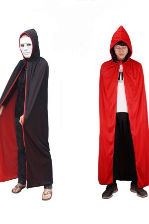 Red-Black Double-deck Halloween Party Hooded Cloak