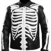 Bones Sketch Skeleton Pattern Leather Jacket