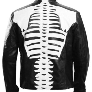 Bones Sketch Skeleton Pattern Biker Leather Jacket Premium quality