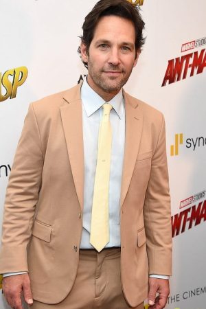 Actor Paul Rudd Wearing Brown Suit In Ant-Man and the Wasp Premiere