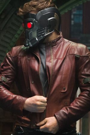 Chris Pratt Wearing Maroon Leather Jacket In Guardians of the Galaxy (2014)