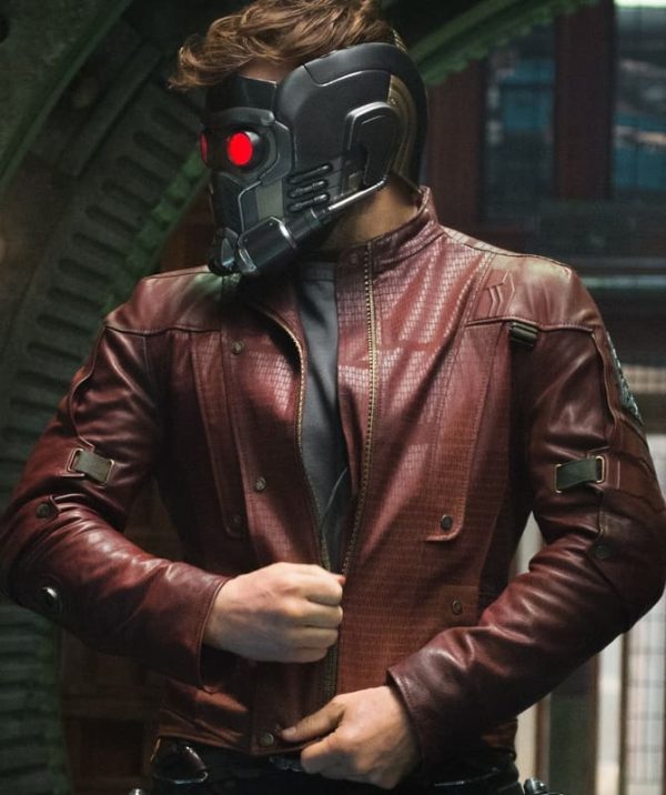 Chris Pratt Wearing Maroon Leather Jacket In Guardians of the Galaxy (2014)