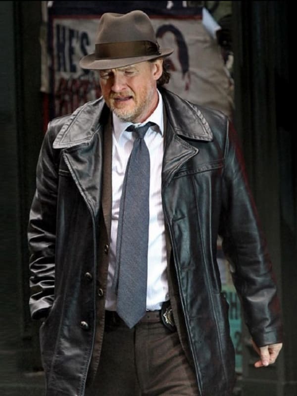 Donal Logue Black Leather Coat In Gotham