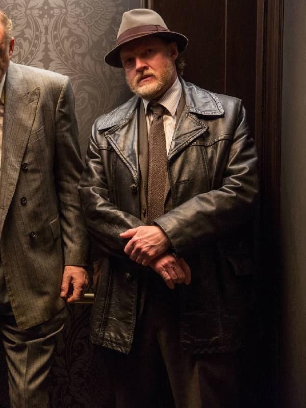 Actor Donal Logue Black Leather Coat In Gotham