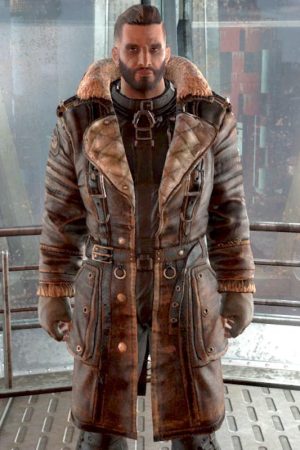 Fallout 4 Elder Maxson Fur Collar Long Leather Battle Jacket Coat