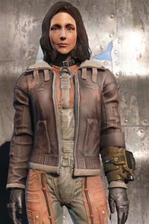 Video Game Fallout 4 Shearling Distressed Leather Bomber Jacket