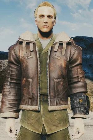 Video Game Fallout 4 Brown Shearling Distressed Leather Jacket