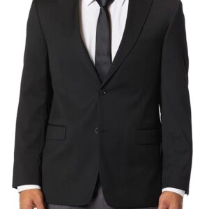 A Men Wearing Custom Made Black Suit