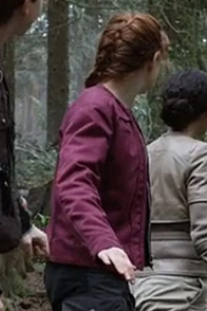 Actress Mina Sundwall Wearing Purple Jacket In Lost in Space Series