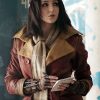 A Gir wearing Video Game Fallout 4 Piper Wright Brown Leather Coat