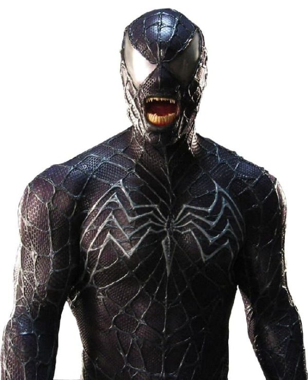 Tom Hardy Wearing Venom logo Leather Jacket in Spiderman homecoming Venom Film