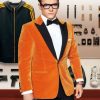 Taron Egerton Wearing Orange Tuxedo Kingsman The Golden Circle as Eggsy