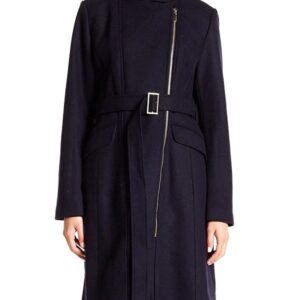 A Young Women Wearing Navy Blue Winter Coat