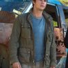 Actor Dylan O'Brien Wearing Cotton Green Jacket In Maze Runner The Death Cure as Thomas