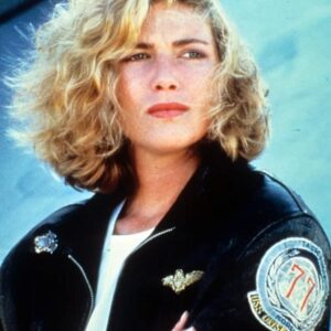 Kelly McGillis Wearing Leather Jacket as Charlie In Top Gun Movie