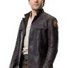 Actor Oscar Isaac Wearing Brown Leather Jacket In Star Wars: Episode IX - The Rise of Skywalker as Poe Dameron Jacket
