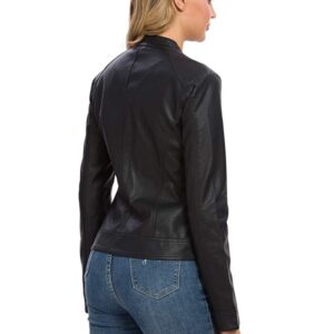 Women Wearing Caferacer Black Leather Jacket