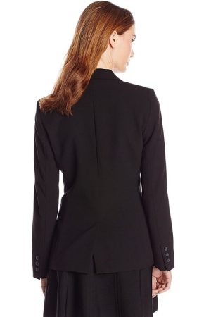 Women Wearing Single Button Black Suit