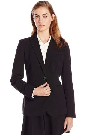 A Young Women Wearing Single Button Suit