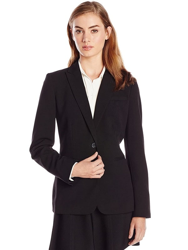 A Young Women Wearing Single Button Suit