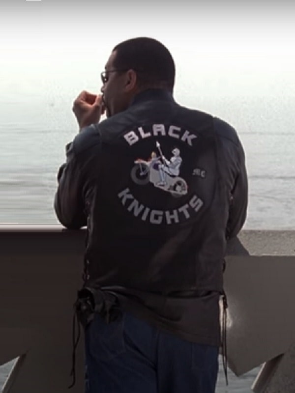 Actor Laurence Fishburne Wearing Black Leather Vest In Biker Boyz as Smoke
